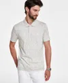 Alfani Men's Distressed Geometric Pattern Polo Shirt, Created For Macy's In Willow Grey