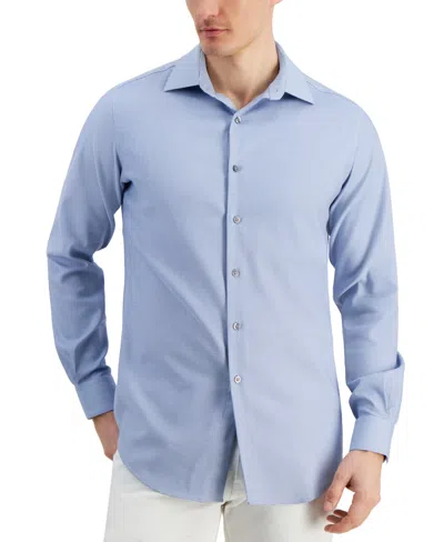 Alfani Men's Dobby Dress Shirt, Created For Macy's In Blue White