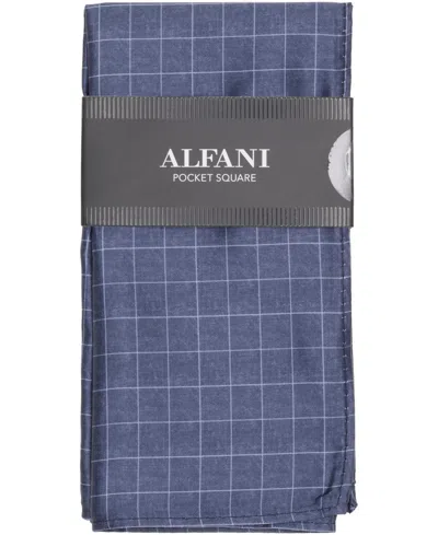 Alfani Men's Edward Plaid Pocket Square, Macy's Exclusive In Blue