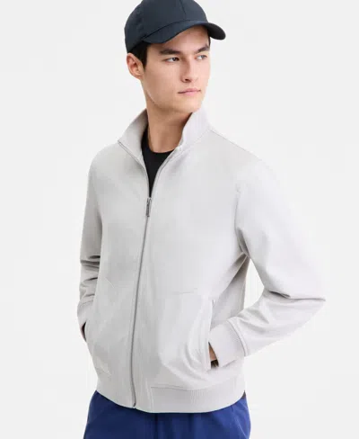 Alfani Men's Faux-suede Bomber Jacket, Macy's Exclusive In Gray