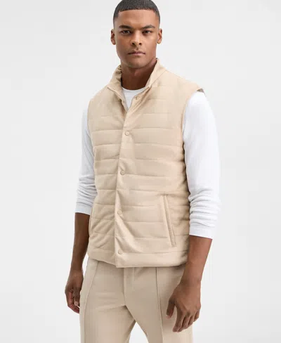 Alfani Men's Faux Suede Quilted Vest, Macy's Exclusive In Brown