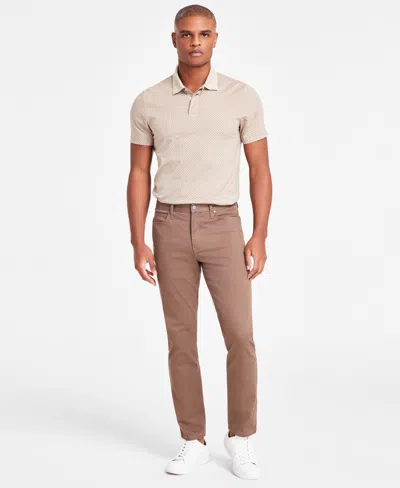 Alfani Men's Corner Regular-fit Geo-print Mercerized Polo Shirt, Exclusively At Macy's In Dill Seed