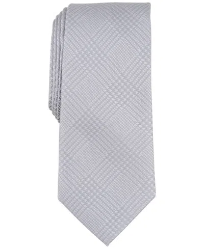 Alfani Men's Foxboro Plaid Tie In Silver In Gray