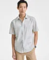 Alfani Men's Frank Wave Motion Short Sleeve Printed Button-front Shirt, Exclusively At Macy's In Vintage White