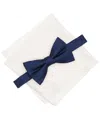 Alfani Men's Geo-pattern Bow Tie & Solid Pocket Square Set, Exclusively At Macy's In Black