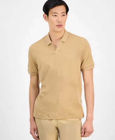 Alfani Men's Geo-pattern Polo Shirt, Exclusively At Macy's In Brown