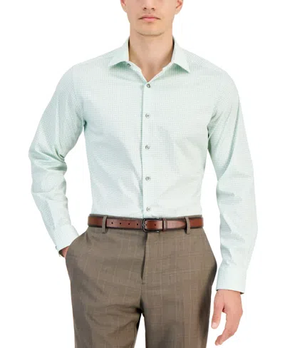 Alfani Men's Geo-print Dress Shirt, Created For Macy's In Green White