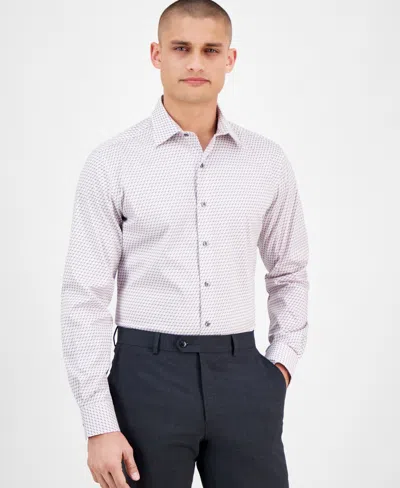 Alfani Men's Geo-print Dress Shirt, Exclusively At Macy's In White Lilac