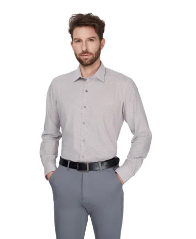 Alfani Men's Geometric Pattern Spread-collar Dress Shirt, Macy's Exclusive In Neutral