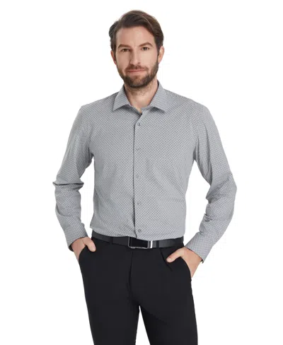 Alfani Men's Geometric Print Slim-fit Dress Shirt, Macy's Exclusive In Gray