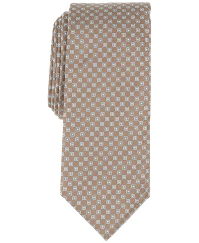 Alfani Men's Grand Geo-pattern Tie, Created For Macy's In Taupe