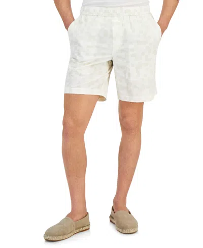 Alfani Men's Grand Regular-fit Geo-print 8" Seersucker Shorts, Created For Macy's In Vanilla Ice
