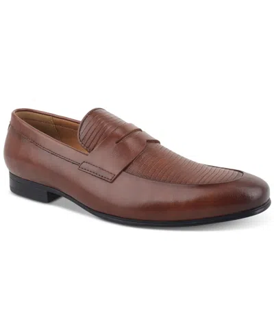 Alfani Men's Halstonn Penny Dress Loafer, Created For Macy's In Brown Embossed