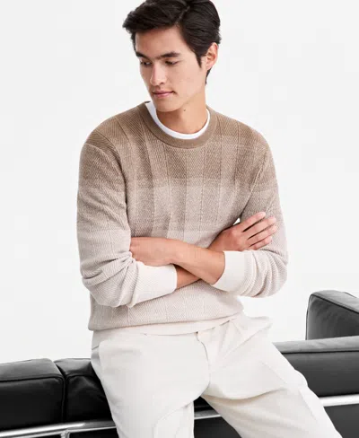 Alfani Men's Herr Cotton Gradient-stripe Crewneck Sweater, Macy's Exclusive In Dune Stone