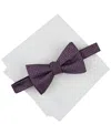 Alfani Men's Herringbone Bow Tie & Solid Pocket Square Set, Exclusively At Macy's