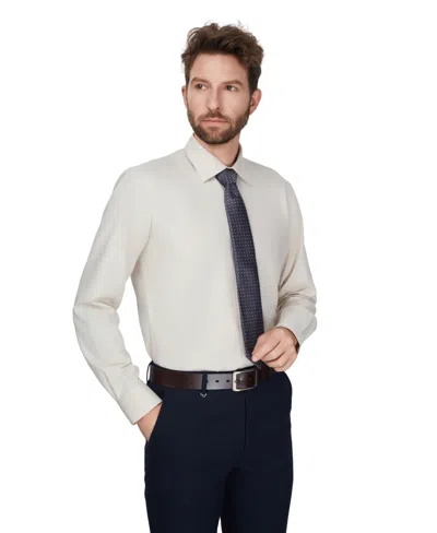 Alfani Men's Herringbone Long-sleeve Dress Shirt, Macy's Exclusive In Neutral
