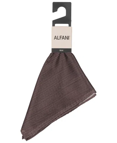 Alfani Men's Herringbone Pocket Square, Macy's Exclusive In Brown