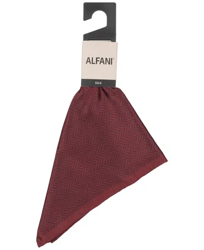 Alfani Men's Herringbone Pocket Square, Macy's Exclusive In Burgundy