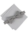 Alfani Men's Huron Plaid Bow Tie & Solid Pocket Square Set, Exclusively At Macy's
