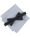 Alfani Men's Inari Dot Bow Tie & Solid Pocket Square Set, Exclusively At Macy's In Black