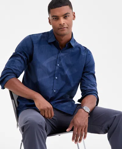 Alfani Men's Interstellar Patterned Shirt, Macy's Exclusive In Blue