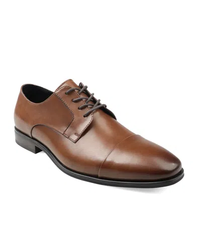 Alfani Men's Jovann Genuine Leather Round Toe Lace Up Dress Shoes, Macy's Exclusive In Brown