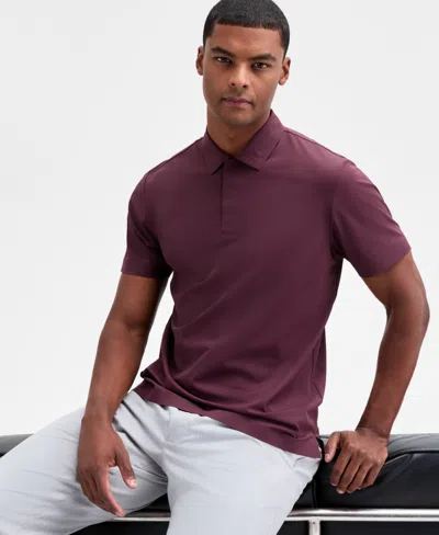 Alfani Men's Laser Cut Short Sleeve Performance Polo Shirt, Exclusively At Macy's In Purple
