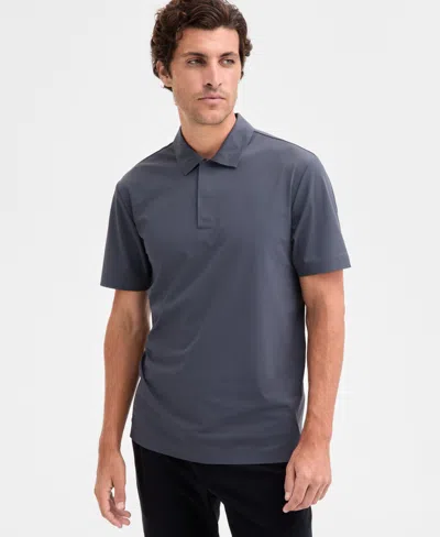 Alfani Men's Laser Cut Short Sleeve Performance Polo Shirt, Exclusively At Macy's In Blue