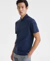 Alfani Men's Laser Cut Short Sleeve Performance Polo Shirt, Exclusively At Macy's In Neo Navy