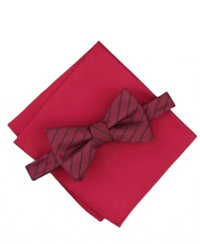 Alfani Men's Linden Stripe Bow Tie In Burgundy In Red