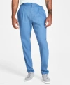 ALFANI MEN'S LINEN BLEND PLEATED-FRONT TROUSERS, CREATED FOR MACY'S