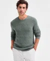 Alfani Men's Long Sleeve Basket Weave Crewneck Sweater, Macy's Exclusive In Gray