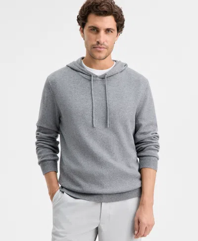 Alfani Men's Long Sleeve Cashmere Blend Sweater Hoodie, Macy's Exclusive In Gray