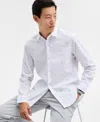 Alfani Men's Long Sleeve Dobby Geo Print Button-front Shirt, Macy's Exclusive In White