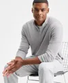 Alfani Men's Long-sleeve Half-zip Merino Sweater, Created For Macy's In Gray