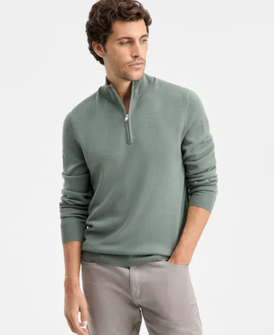 Alfani Men's Long-sleeve Half-zip Merino Sweater, Created For Macy's In Gray