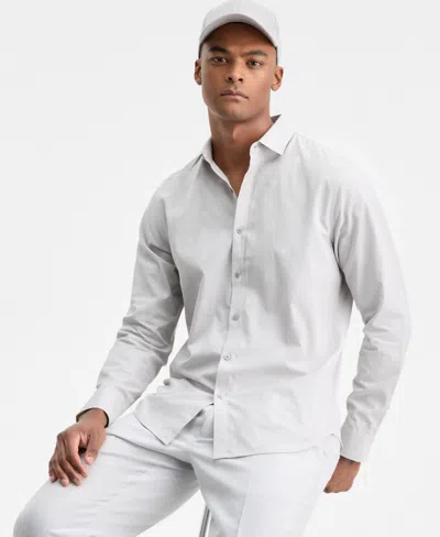 Alfani Men's Long-sleeve Micro Chevron Shirt, Macy's Exclusive In Green