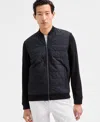 Alfani Men's Long Sleeve Mixed Media Jacket, Macy's Exclusive In Black