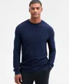 Alfani Men's Long Sleeve Textured Crewneck Sweater, Macy's Exclusive In Blue