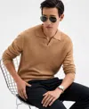 Alfani Men's Long Sleeve Textured Polo Sweater, Macy's Exclusive In Brown