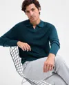Alfani Men's Long Sleeve Textured Polo Sweater, Macy's Exclusive In Green