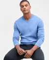 Alfani Men's Long-sleeve V-neck Merino Sweater, Created For Macy's In Blue