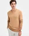 Alfani Men's Long-sleeve V-neck Merino Sweater, Created For Macy's In Brown