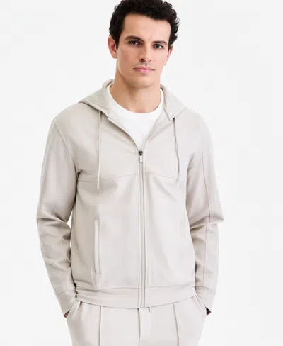 Alfani Men's Long-sleeve Alfatech Full-zip Hoodie, Macy's Exclusive In Neutral
