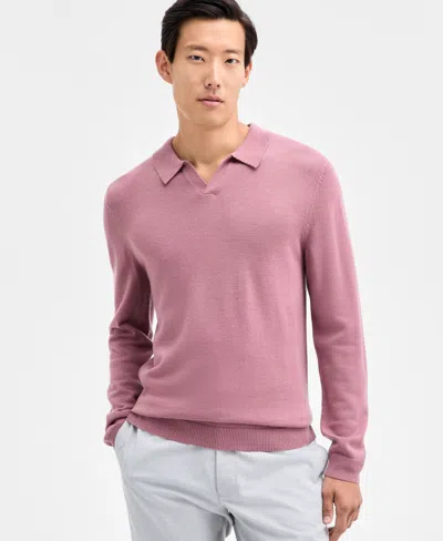 Alfani Men's Long-sleeve Johnny Collar Merino Sweater, Created For Macy's In Cement Grey Heather Bc19