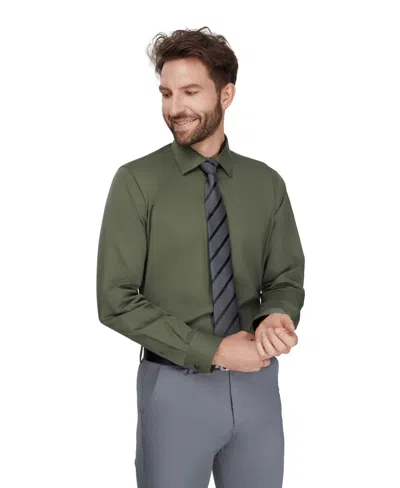 Alfani Men's Long-sleeve Solid Dress Shirt, Macy's Exclusive In Green