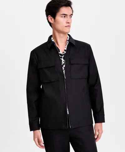 Alfani Men's Long-sleeve Tech Shirt Jacket, Macy's Exclusive In Black