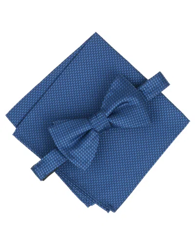 Alfani Men's Marc Solid Bow Tie And Pocket Square 2-piece Set, Macy's Exclusive In Blue