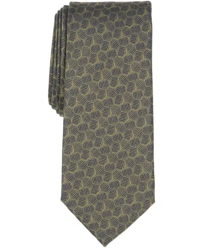 Alfani Men's Marigold Geo-pattern Tie, Macy's Exclusive In Yellow