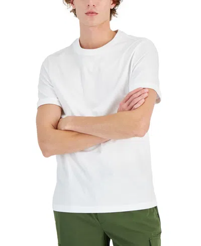 Alfani Men's Mercerized Cotton Short Sleeve Crewneck T-shirt, Created For Macy's In Bright White